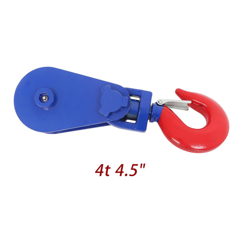 DURAFORCE 4.5" Single Sheave Pulley 4 Ton Snatch Block with Swivel Hook for 1/2" Wire Rope