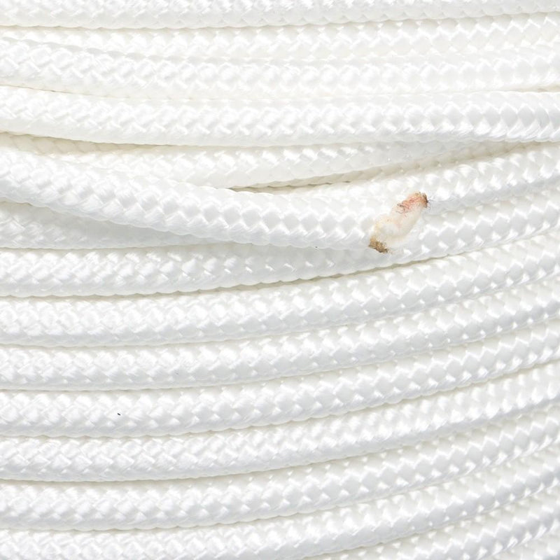 DURAFORCE 1/4 Inch Nylon Rope 500 Foot Spool 100% Nylon Solid Braid Rope Dyeable White