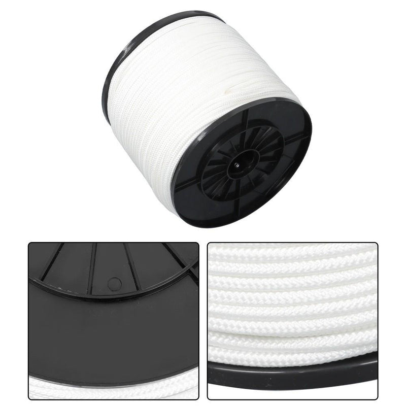 DURAFORCE 1/4 Inch Nylon Rope 500 Foot Spool 100% Nylon Solid Braid Rope Dyeable White