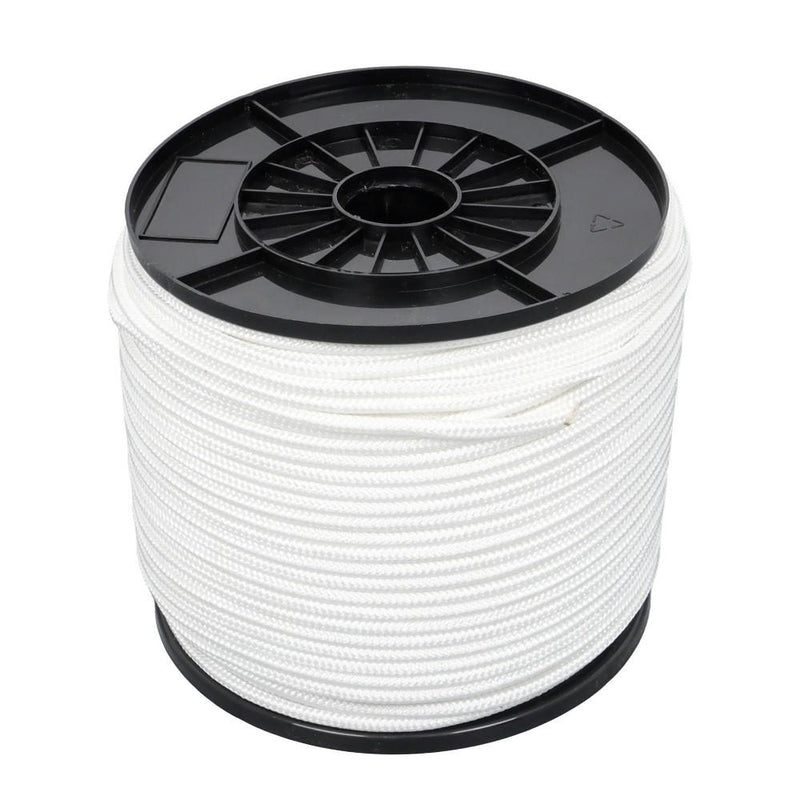 DURAFORCE 1/4 Inch Nylon Rope 500 Foot Spool 100% Nylon Solid Braid Rope Dyeable White