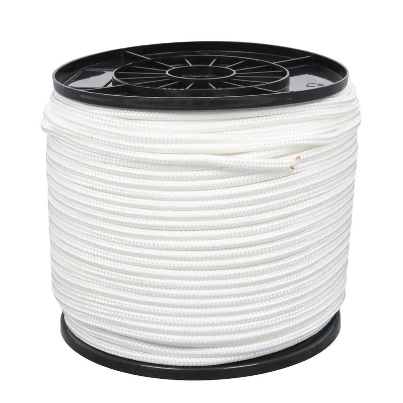 DURAFORCE 1/4 Inch Nylon Rope 500 Foot Spool 100% Nylon Solid Braid Rope Dyeable White