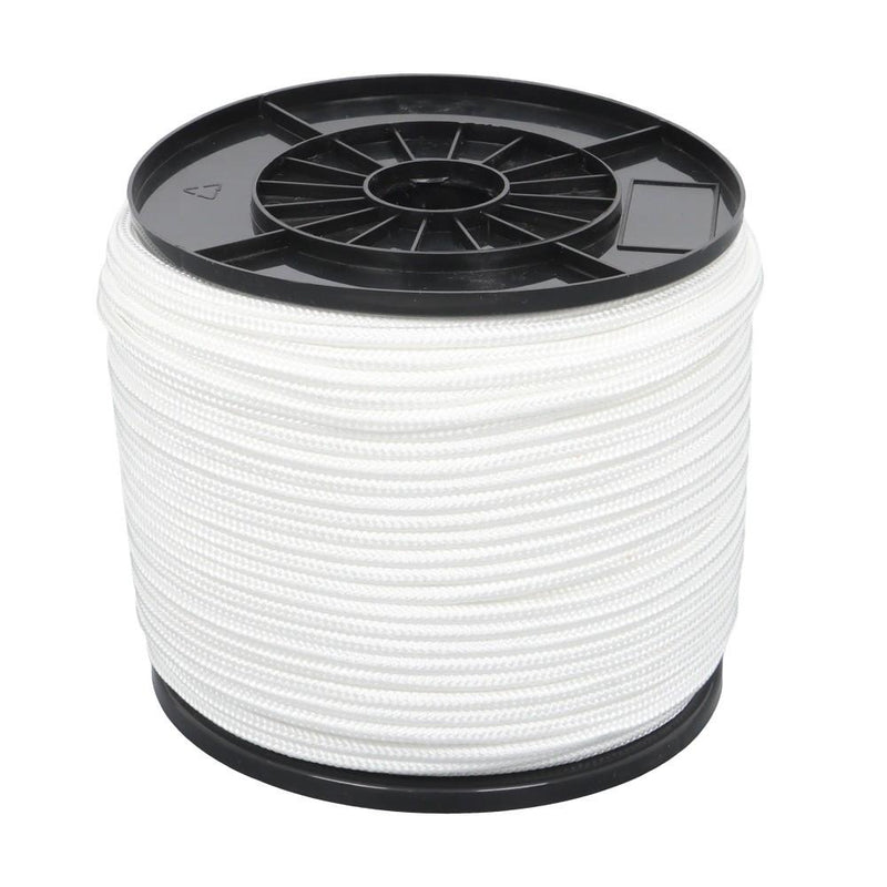 DURAFORCE 1/4 Inch Nylon Rope 500 Foot Spool 100% Nylon Solid Braid Rope Dyeable White