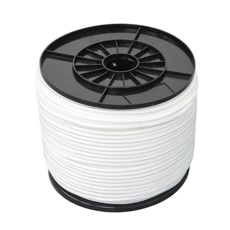 DURAFORCE 1/4 Inch Nylon Rope 500 Foot Spool 100% Nylon Solid Braid Rope Dyeable White