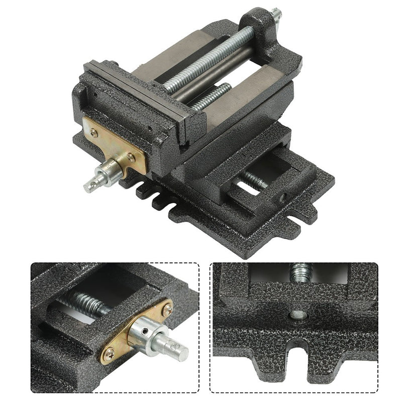 DURAFORCE 5-In Cross Slide Vise Drill Press X-Y Clamp Heavy Duty Machine Metal 2 Way Black