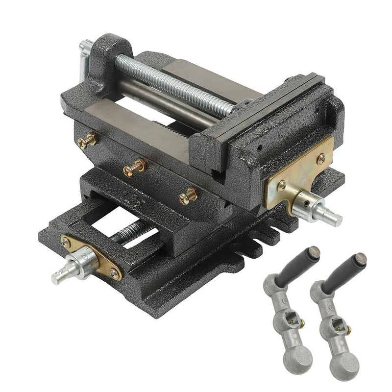 DURAFORCE 5-In Cross Slide Vise Drill Press X-Y Clamp Heavy Duty Machine Metal 2 Way Black