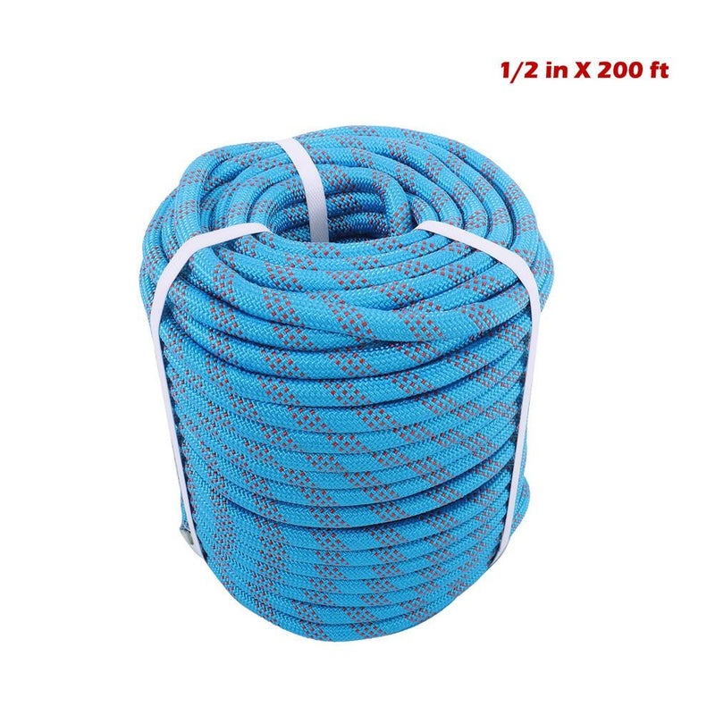 DURAFORCE 1/2"×200' 48 Strands Polyester Braided Arborist Rope Blue & Red Rigging Rope