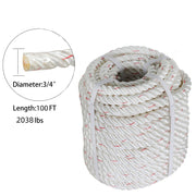 DURAFORCE 2038Lbs Arborist Tree Rope Bull Rope Braided Polyester Rope 3/4" × 100'