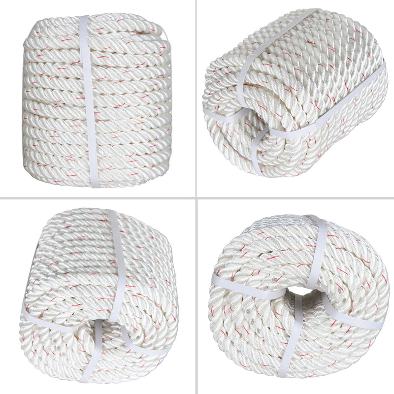 DURAFORCE 2038Lbs Arborist Tree Rope Bull Rope Braided Polyester Rope 3/4" × 100'