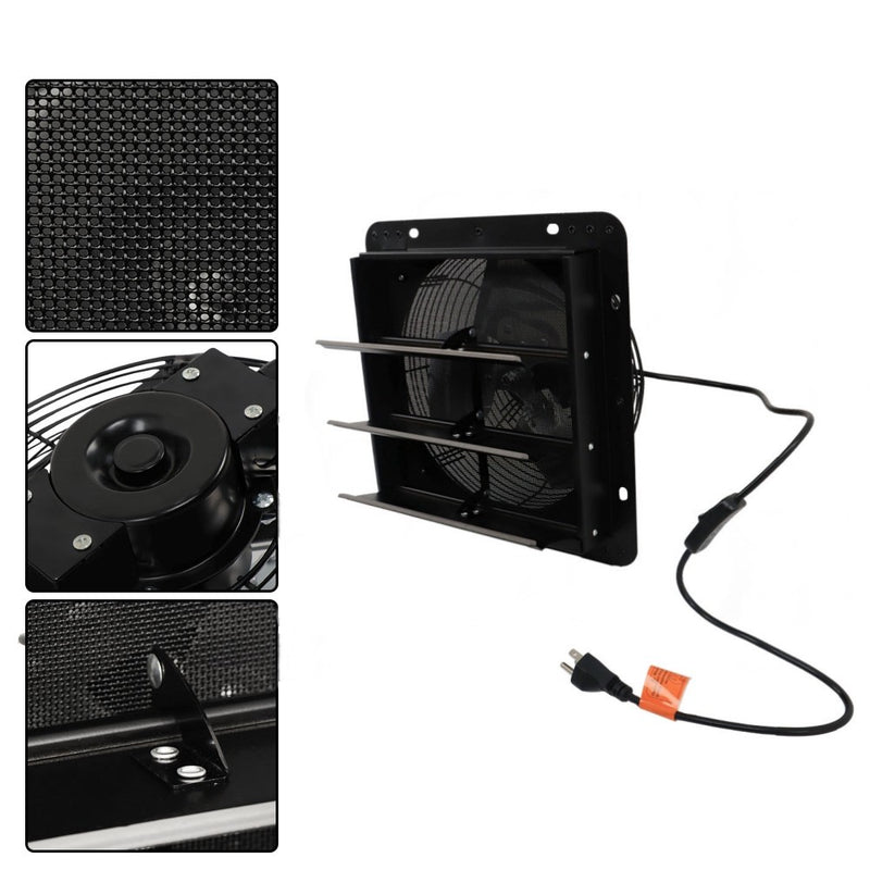 DURAFORCE Low Noise Shutter Exhaust Fan 10" Wall Mounted With Switch+Insect Mesh 980 CFM