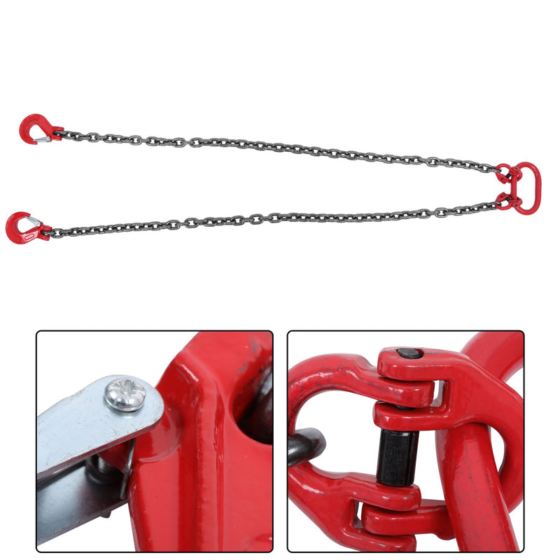 DURAFORCE 4 Ton/8800 lbs Capacity 3/8" x 5' G80 Chain Sling Double Legs w/ Grab Hooks
