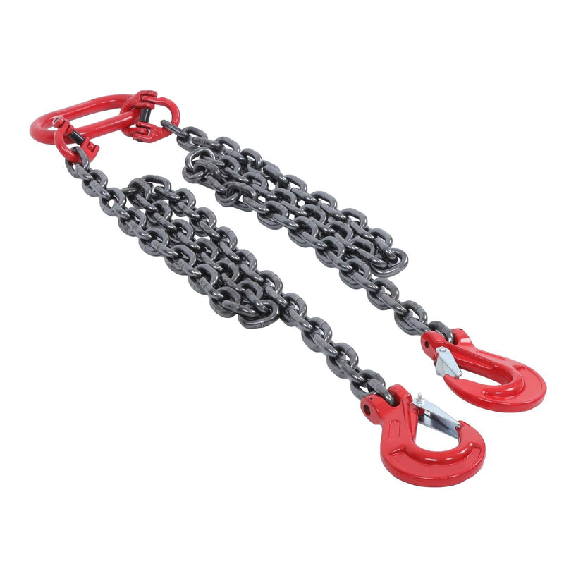 DURAFORCE 4 Ton/8800 lbs Capacity 3/8" x 5' G80 Chain Sling Double Legs w/ Grab Hooks