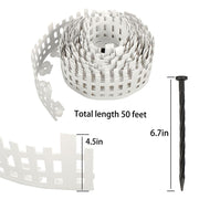 DURAFORCE 4.5'' x 50ft No-Dig White Plastic Landscape Edging With Anchoring Spikes Garden