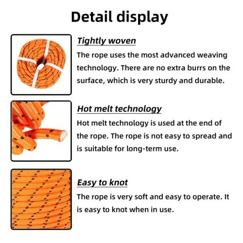 DURAFORCE 6180Lbs Breaking Strength Bull Rope Orange 1/2"×200' Double Braid Polyester Rope