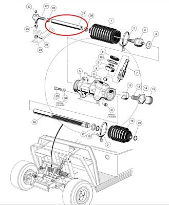 Rack and Pinion Drag Link for Club Car DS Golf Cart 1984 2008 1012467