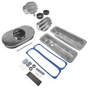 DURAFORCE Finned Tall Valve Covers w/ 15" Air Cleaner Breather for Chevy Small Block 400