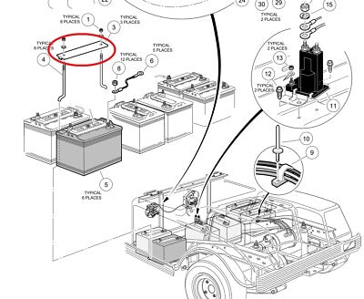 DURAFORCE 101090801 7083 8199 Battery Hold Down for Club Car DS Carryall 36V 48V
