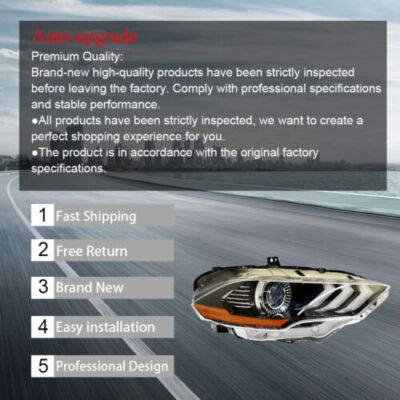 DURAFORCE LED DRL Projector Headlight Lamp Black Right Side Fit For Ford Mustang 2018-2020