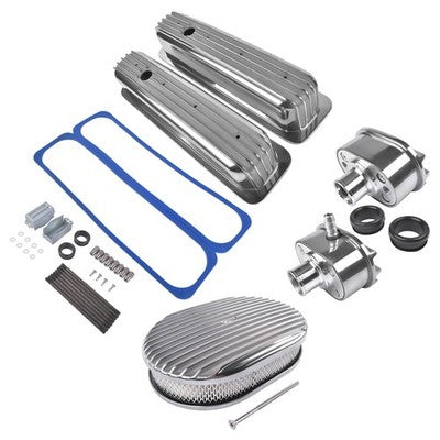 DURAFORCE Aluminum Full Finned 12" Air Cleaner Dress Up Kit for Chevrolet Small Block 350