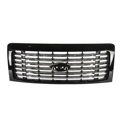DURAFORCE Front Bumper Grill Painted Black Chrome Frame Trim for 2009-2014 for Ford F150