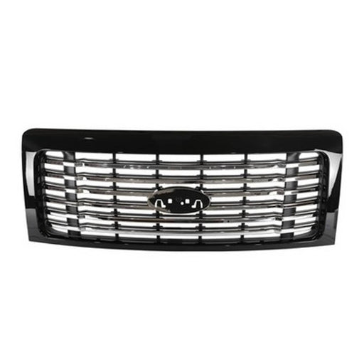 DURAFORCE Front Bumper Grill Painted Black Chrome Frame Trim for 2009-2014 for Ford F150