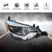 DURAFORCE Headlight For Toyota Corolla 2014-2016 Headlamps Passenger Side Clear RH Housing