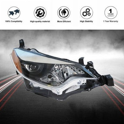 DURAFORCE Headlight For Toyota Corolla 2014-2016 Headlamps Passenger Side Clear RH Housing