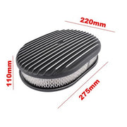 DURAFORCE 12" Oval Fully Finned Black Aluminum Air Cleaner For Classic Chevy Ford Mopar