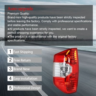 DURAFORCE Taillights Rear LH/Driver Side For Toyota Tundra 2014-2020 Brake Tail Light Lamp