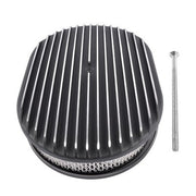 DURAFORCE 12" Oval Fully Finned Black Aluminum Air Cleaner For Classic Chevy Ford Mopar