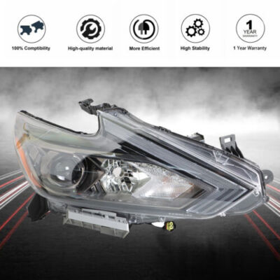 DURAFORCE Halogen Headlight For Nissan Altima 2016-2018 Passenger Side Right Housing Black