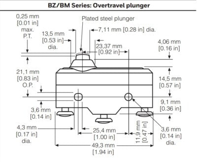 Micro Switch Snap Action Switch SPDT 15A 125V for Honeywell BZ-2RD-A2
