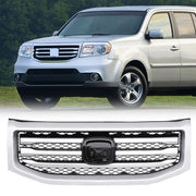 DURAFORCE Front Bumper Silver Grille Molding Surround Trim for Honda Pilot 2012-2015