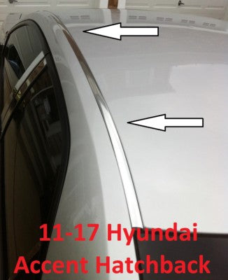Chrome Roof Top Trim Molding Kit for 2011-2017 Hyundai Accent Hatchback