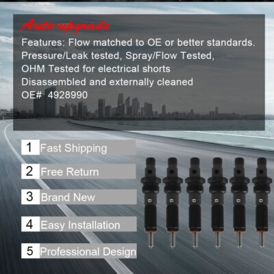 DURAFORCE 6 Pcs Diesel Fuel Injector Set 4928990 For Dodge Cummins Engine 5.9L 1994-1996