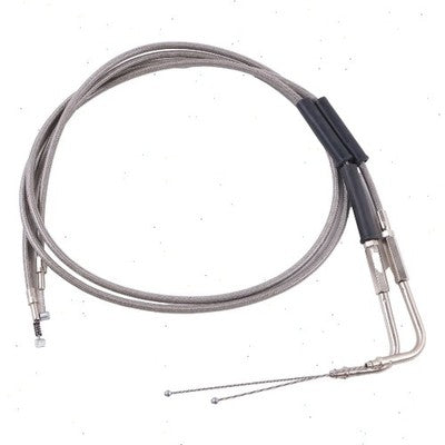 36-0131 56-1-2 Inch Stainless Steel Throttle and Idle Cable for Harley Davidson