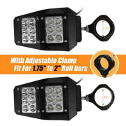 DURAFORCE For Polaris RZR 1.75"-2" Roll Cage Rear View Side Mirrors w/ LED Lights UTV