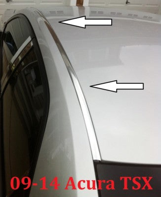 Chrome Roof Top Trim Molding Kit for Acura TSX 2009 through 2014