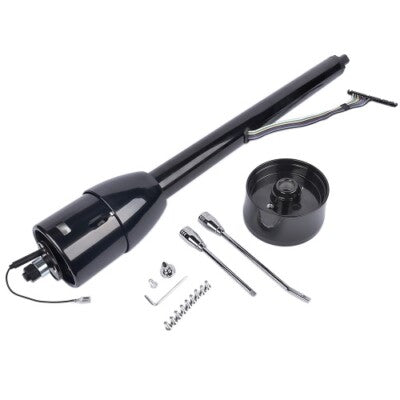 DURAFORCE Manual Column Floor Shift Tilt Steering Column w/ Wheel Adapter No Key Black 32"