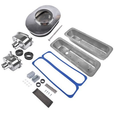DURAFORCE Aluminum Full Finned 12" Air Cleaner Dress Up Kit for Chevrolet Small Block 350