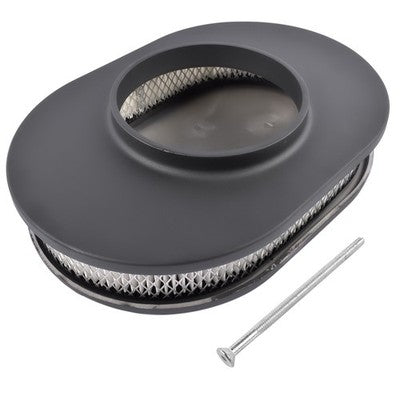 DURAFORCE 12" Oval Fully Finned Black Aluminum Air Cleaner For Classic Chevy Ford Mopar