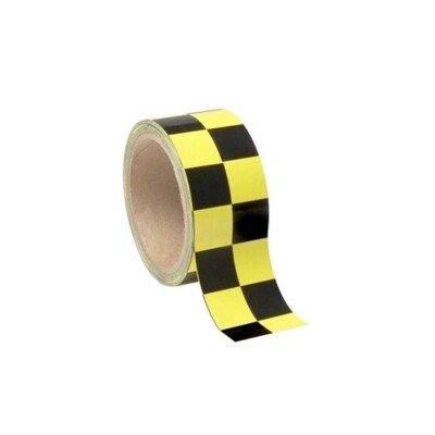 2 Inch x 10 Foot Black Yellow Racing Checker Rally Tape