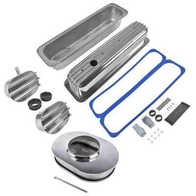 DURAFORCE Aluminum Full Finned 12" Air Cleaner Dress Up Kit for Chevrolet Small Block 350