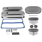 DURAFORCE Finned Tall Valve Covers w/ 15" Air Cleaner Breather for Chevy Small Block 400