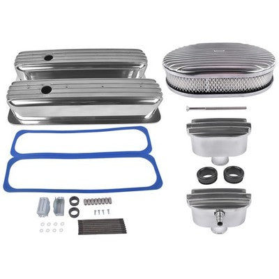 DURAFORCE Aluminum Full Finned 12" Air Cleaner Dress Up Kit for Chevrolet Small Block 350