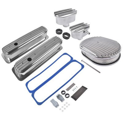 DURAFORCE Aluminum Full Finned 12" Air Cleaner Dress Up Kit for Chevrolet Small Block 350