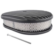 DURAFORCE 12" Oval Fully Finned Black Aluminum Air Cleaner For Classic Chevy Ford Mopar