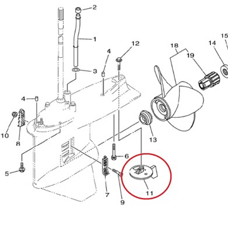 DURAFORCE Zinc Trim Tab Anode for Yamaha Outboards Counter Rotation 6K1-45371-02-00