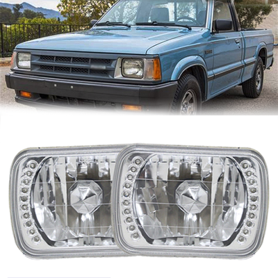 DURAFORCE Pair For 1979-1993 Mazda B2200 B2600 RX-7 5X7" 7X6" H4 Blue LED Halo Headlights