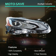 DURAFORCE Passenger/RH Side LED Projector Headlight Headlamp For Nissan Altima 2019-2020