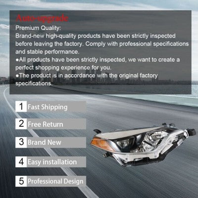 DURAFORCE Headlight For Toyota Corolla 2014-2016 Headlamps Passenger Side Clear RH Housing